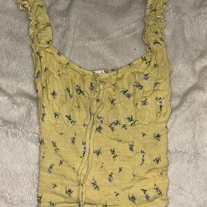 Revamped Yellow Floral Smocked Camisole